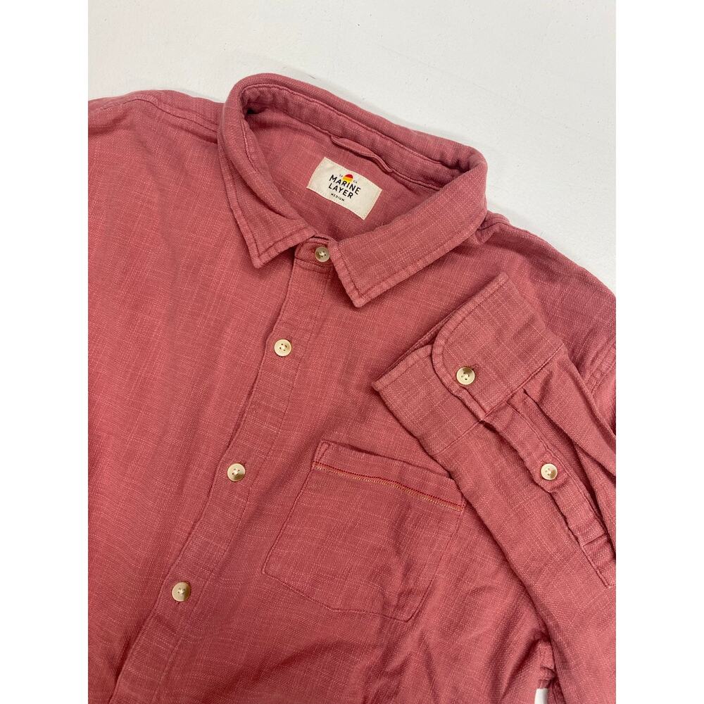 Men Marine Layer Stretch Selvage breathable cotton button up shirt, M
